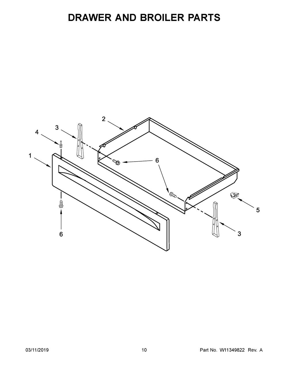 Drawer And Broiler Parts Diagram and Parts List for YAER6303MFW2  Maytag Range