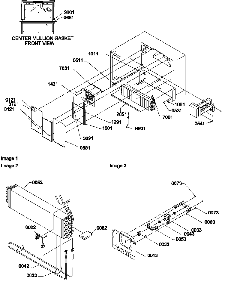 Evaporator And Fan Motor Assemblies Diagram and Parts List for TLC16V-P1311801WW  Amana Refrigerator