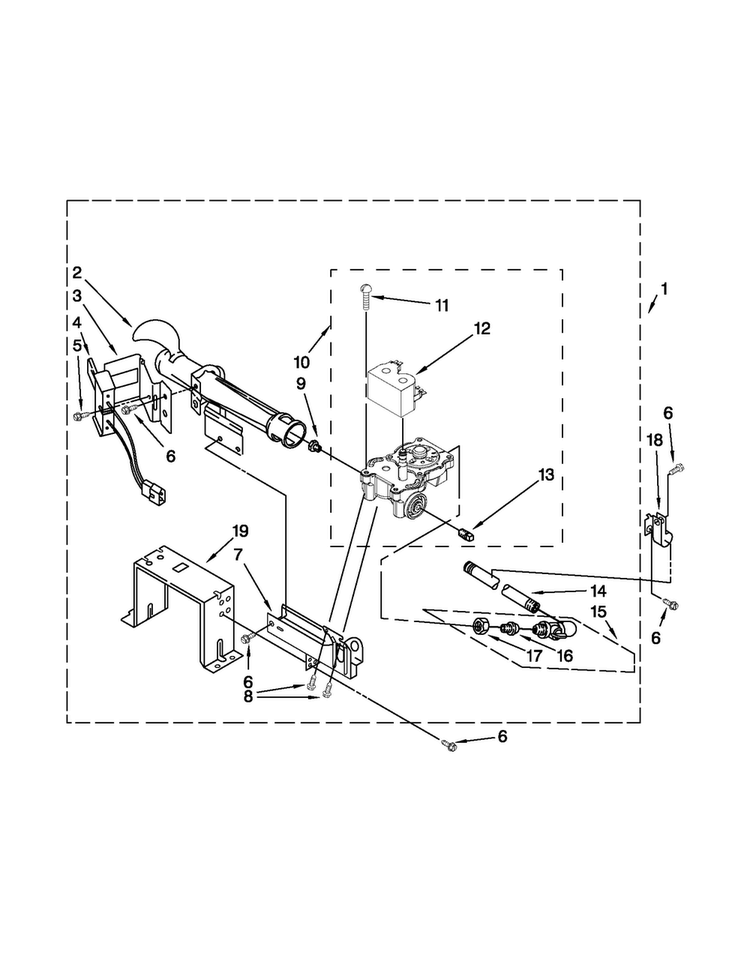 Burner Assembly Diagram and Parts List for MLE20PDBZW1  Maytag Washer Dryer Combo