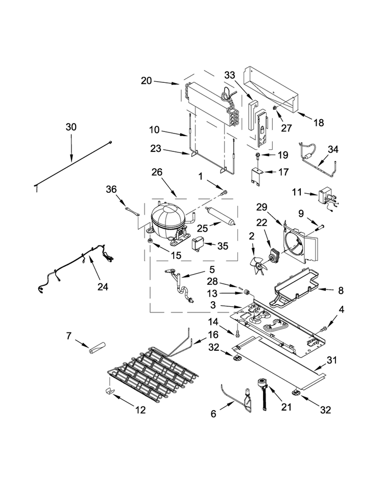 Unit Parts Diagram and Parts List for JFX2897DRM01  Jenn-Air Refrigerator