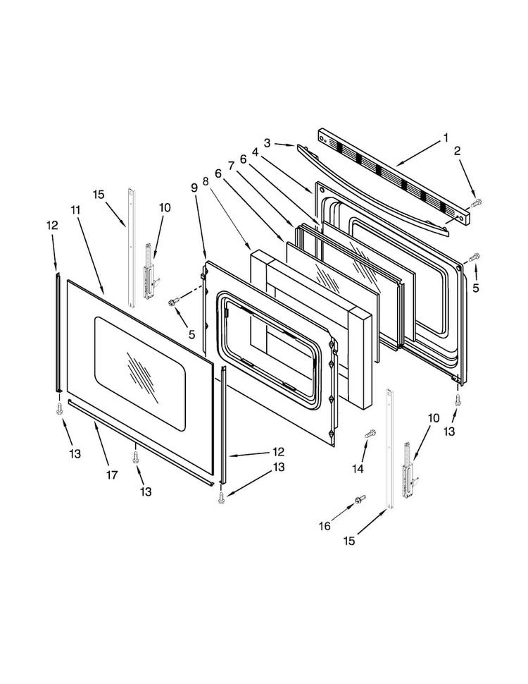 Door Parts Diagram and Parts List for AGR5630BDW2  Amana Range