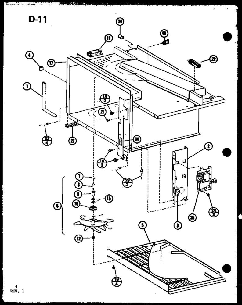 Antenna Assembly Diagram and Parts List for RR-700 P75411-1M Amana Microwave
