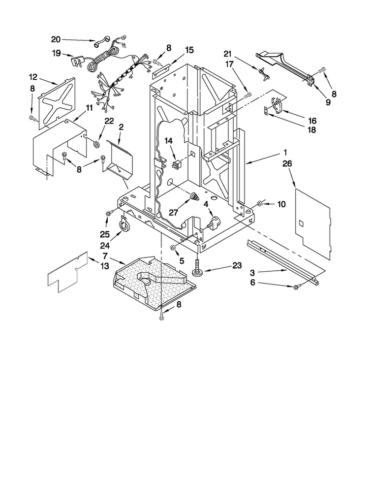 Frame Parts Diagram and Parts List for TC607X2  Jenn-Air Trash Compactor