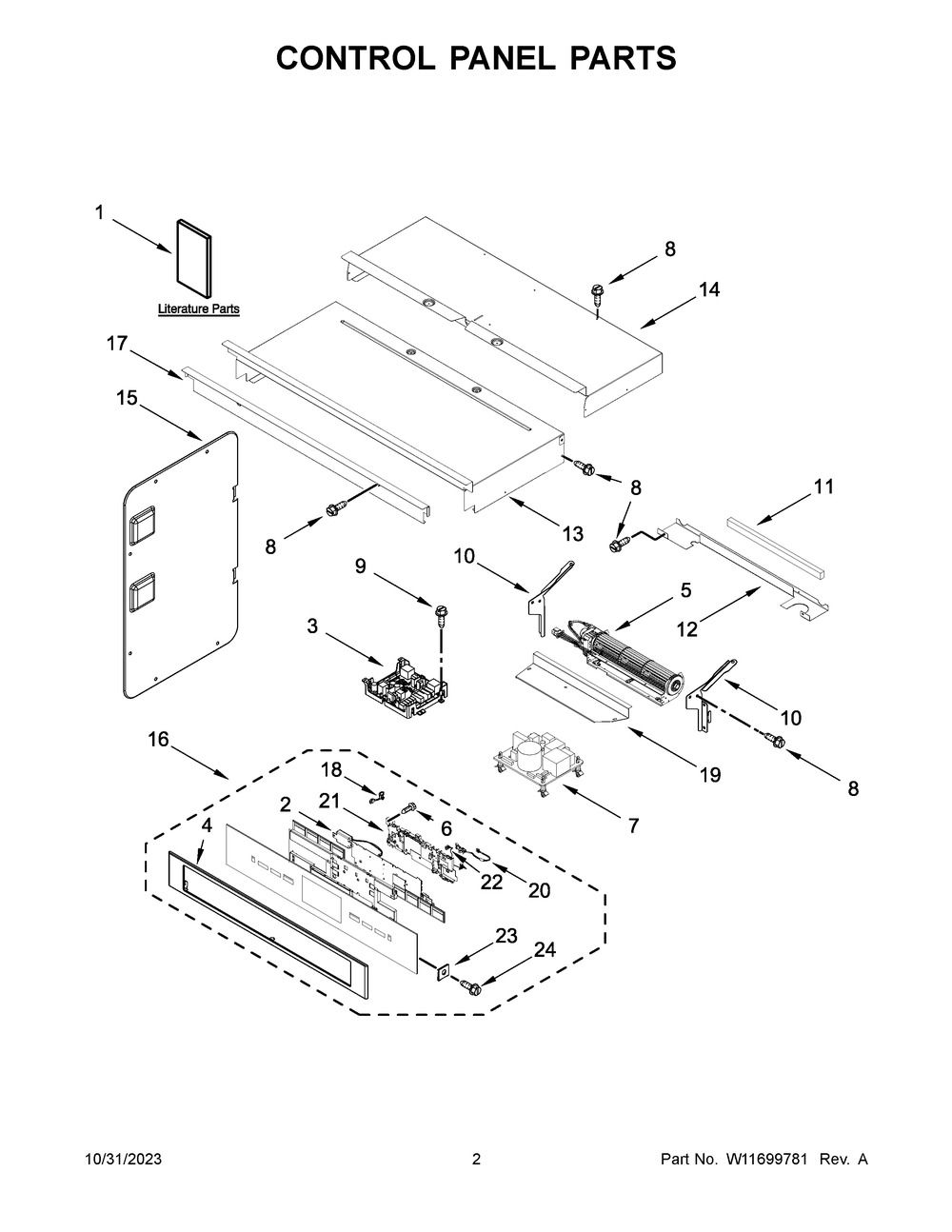 Control Panel Parts Diagram and Parts List for JMW3430LL03  Jenn-Air Microwave Oven Combo