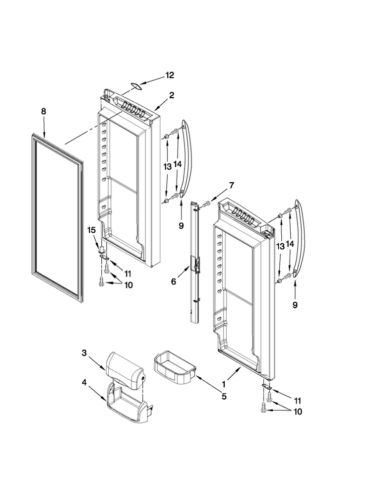 Refrigerator Door Parts Diagram and Parts List for AFF2534FES6  Amana Refrigerator