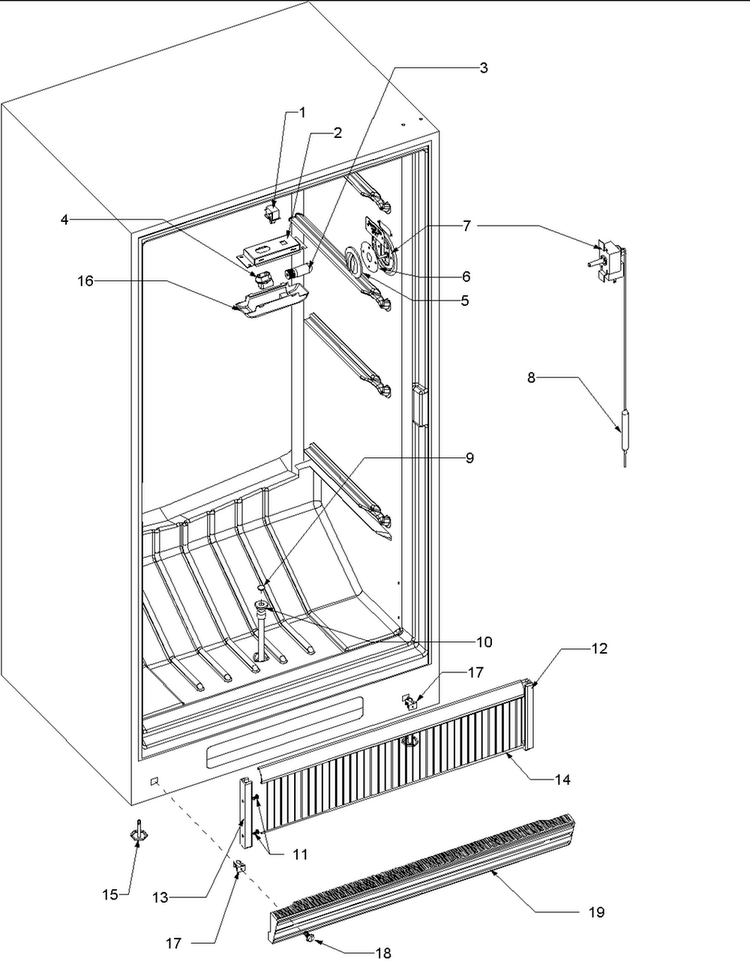 Freezer Compartment Diagram and Parts List for AU150KW-P1317715WW  Amana Freezer