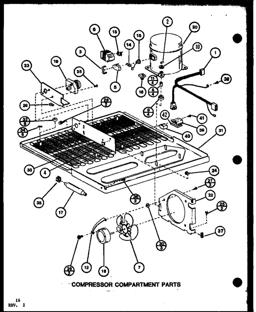 Compressor Compartment Parts 1 Diagram and Parts List for IC3K-P7621309W-TM  Amana Refrigerator