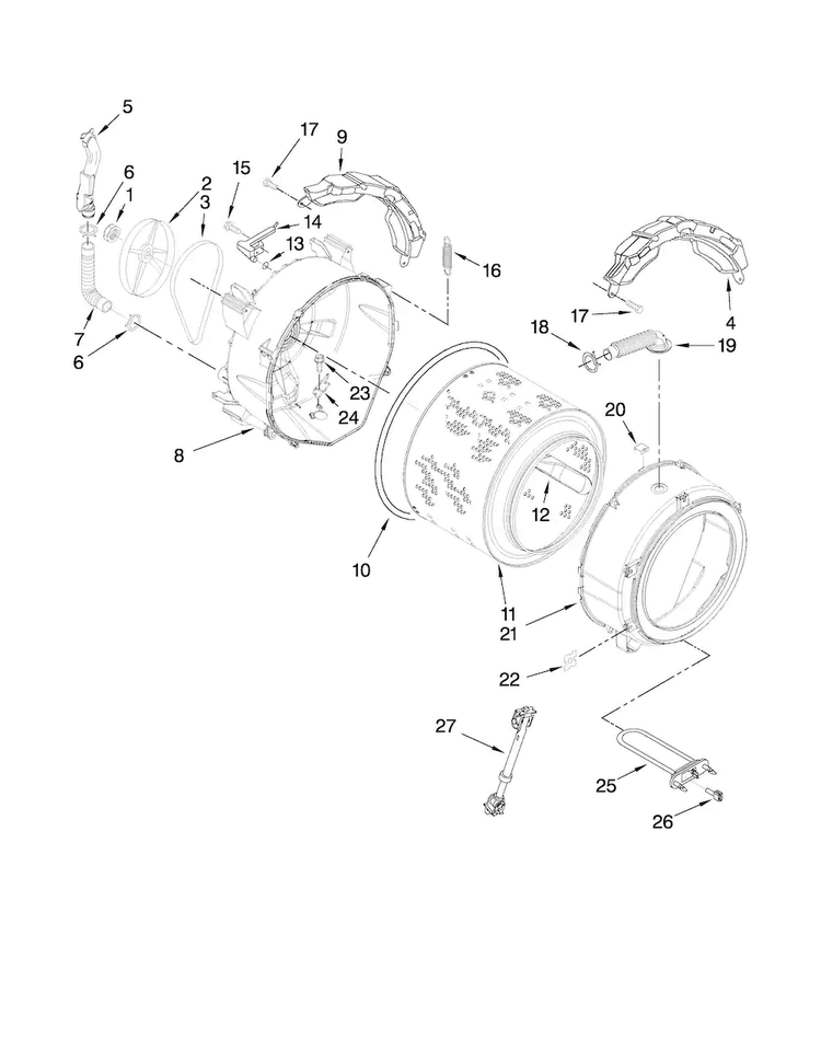 Tub And Basket Parts Diagram and Parts List for MHWE300VW12  Maytag Washer