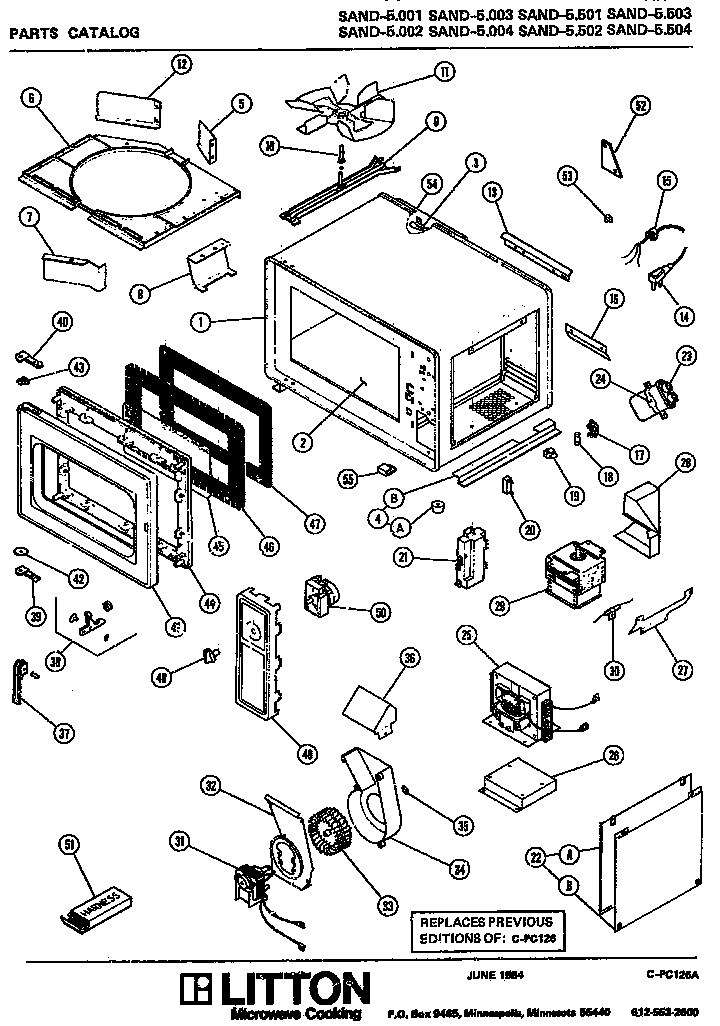 Section 7 Diagram and Parts List for 80 52005 Amana Microwave