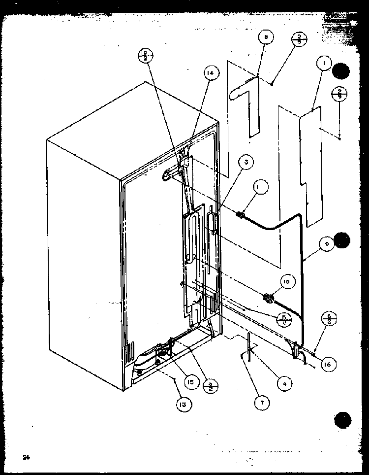 Rollers And Back Unit Diagram and Parts List for SZ25MPL-P1120711WL  Amana Refrigerator