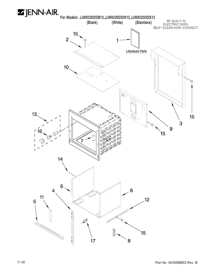 Oven Parts Diagram and Parts List for JJW8330DDS13  Jenn-Air Wall Oven