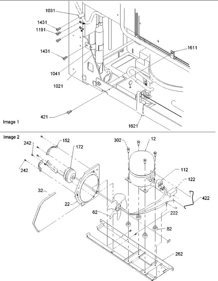 Machine Compartment Diagram and Parts List for BRF20VCPSER-P1321312WS  Amana Refrigerator