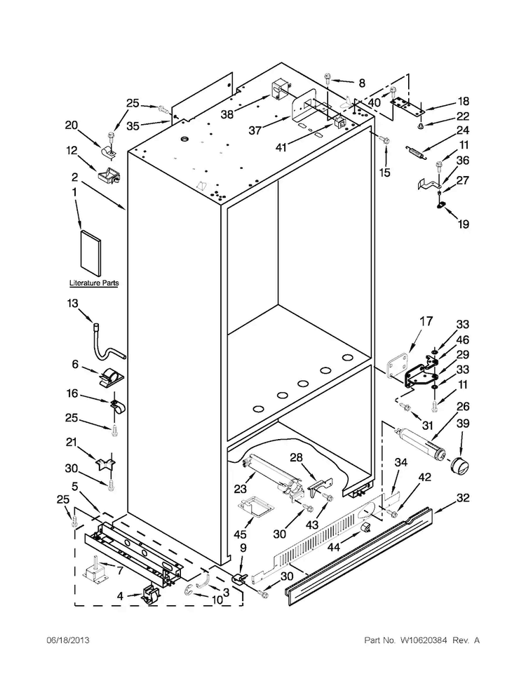 Cabinet Parts Diagram and Parts List for JB36SSFXLA01  Jenn-Air Refrigerator