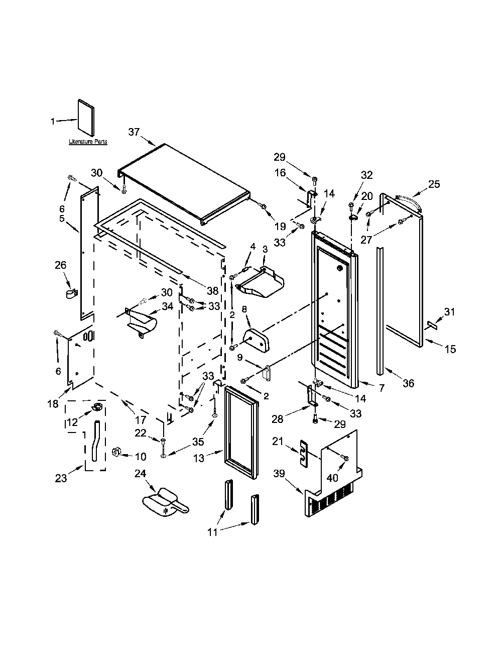 Cabinet, door and liner parts Diagram and Parts List for 59689592101  Amana Ice Maker