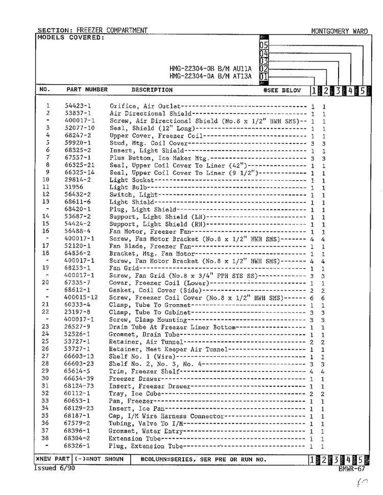 Freezer Compartment Page 2 Diagram and Parts List for 22304-0B  Admiral Refrigerator