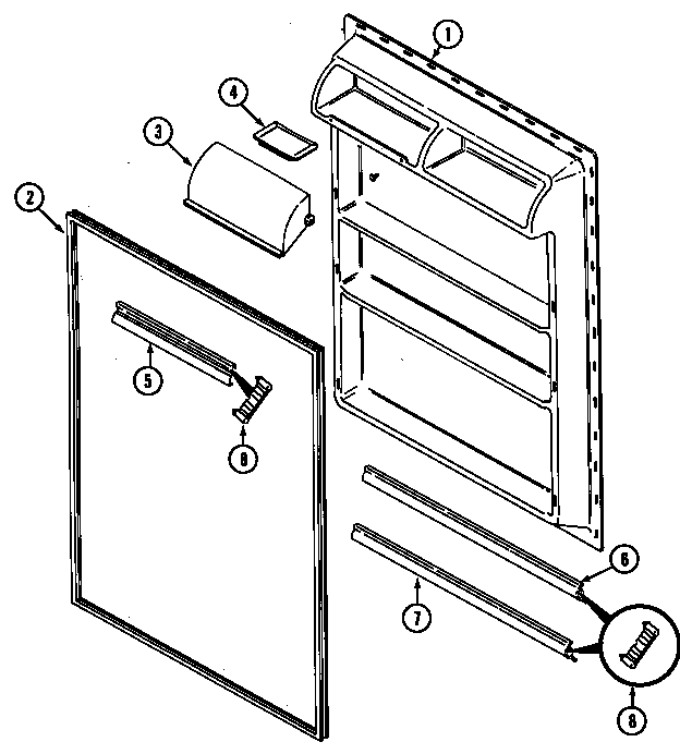 Fresh Food Inner Door Diagram and Parts List for GT19A43LV  Maytag Refrigerator