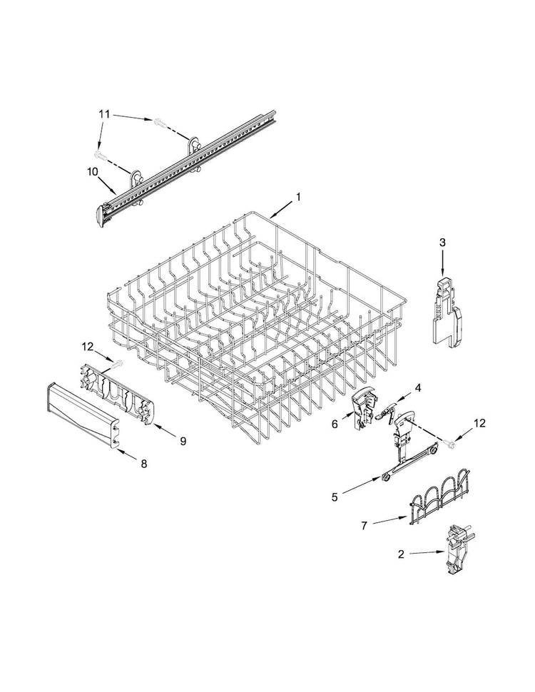Upper Rack And Track Parts Diagram and Parts List for MDB7949SDH2  Maytag Dishwasher