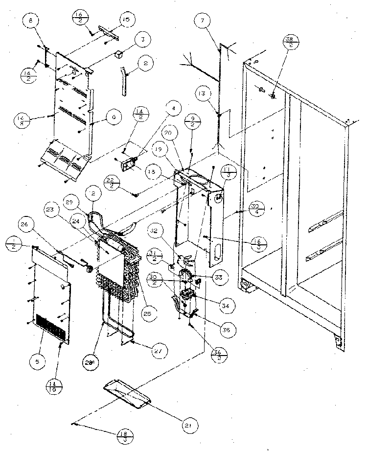 Evaporator And Air Handling Diagram and Parts List for SX120J-P7870122W  Amana Refrigerator