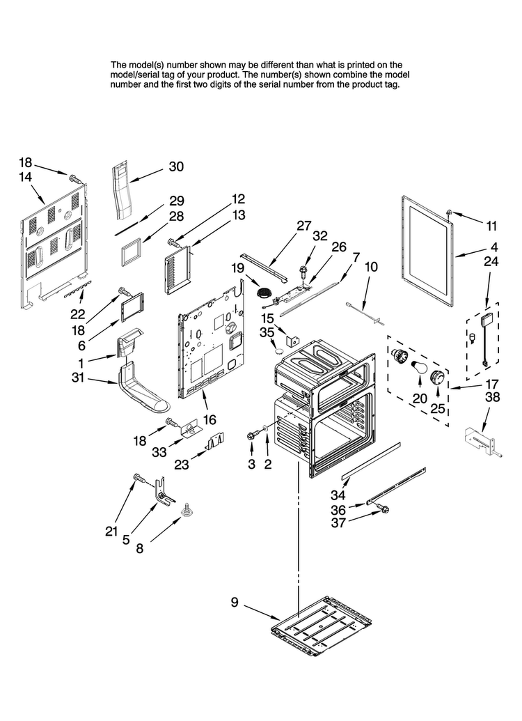 Chassis Parts Diagram and Parts List for MER6757BAB15  Maytag Range