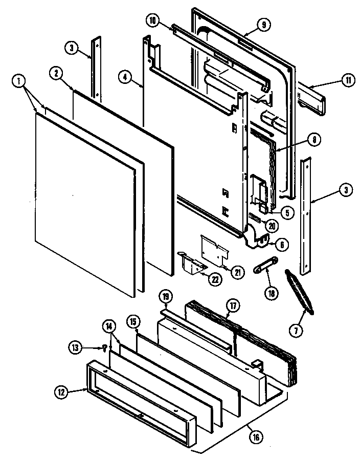 Door Diagram and Parts List for DWU9921AAM  Maytag Dishwasher