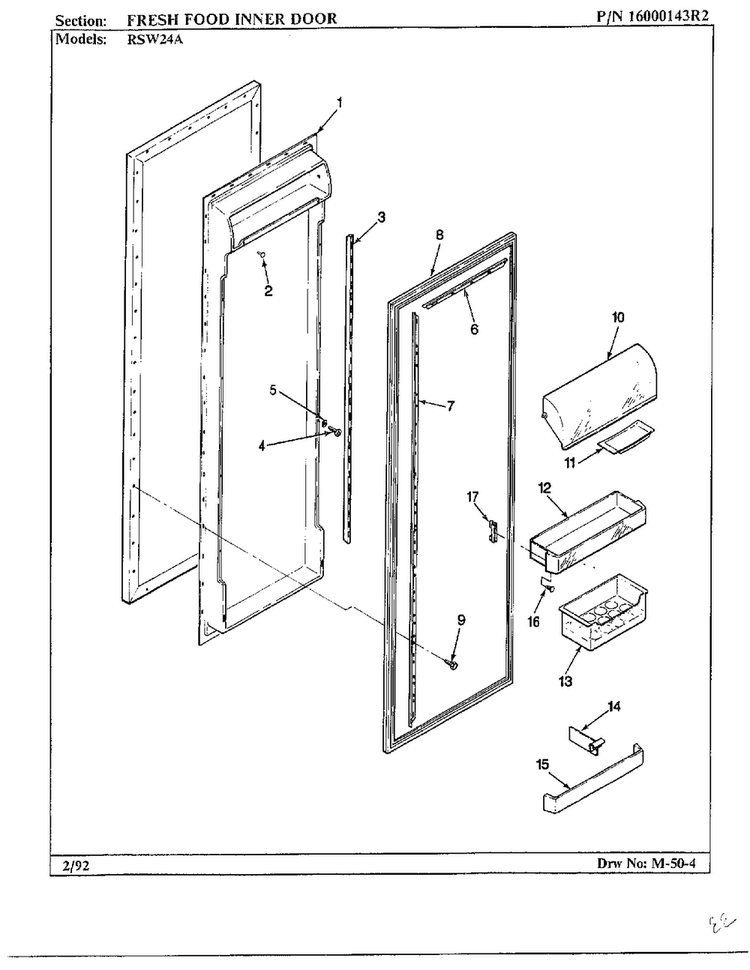 Fresh Food Inner Door Diagram and Parts List for 24712  Maytag Refrigerator
