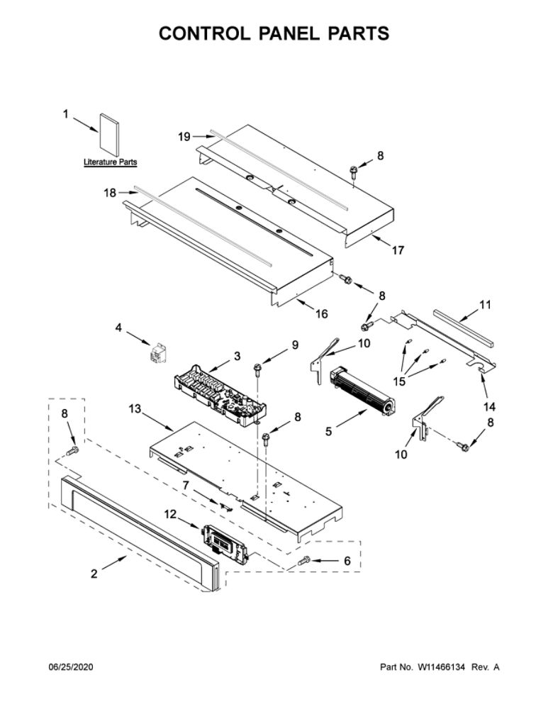 Control Panel Parts Diagram and Parts List for MEW9627FZ04  Maytag Wall Oven