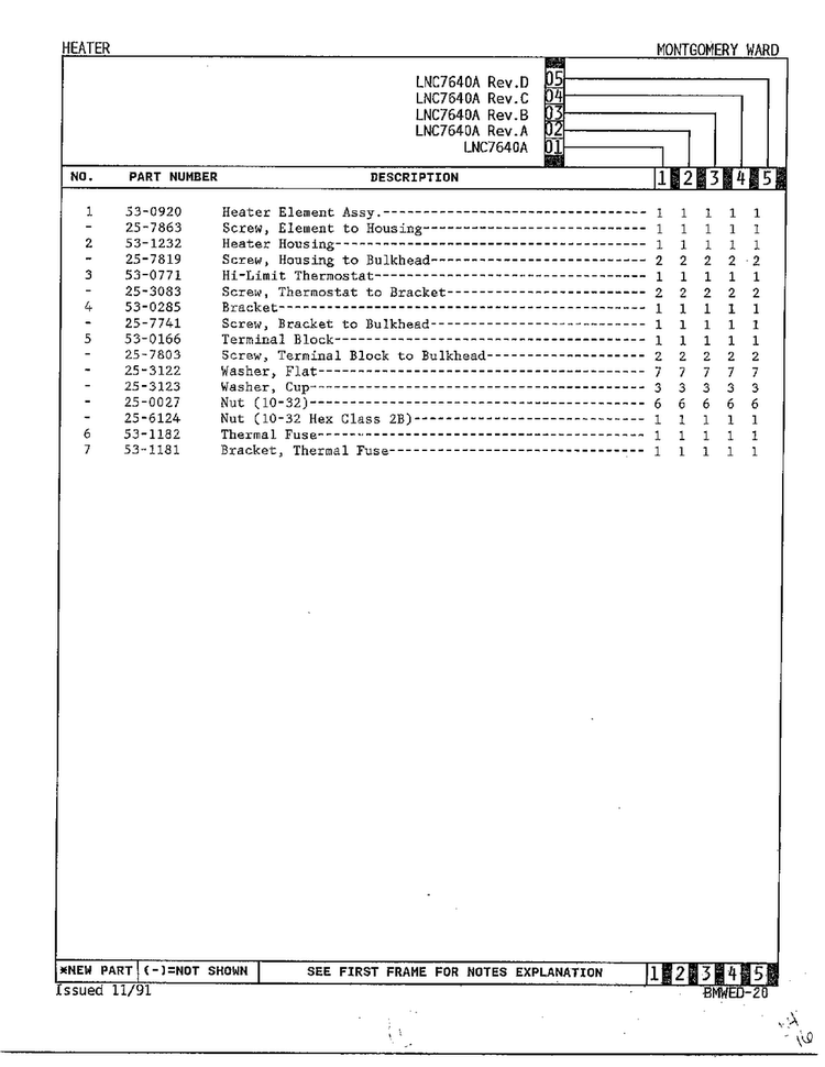 Heater Page 2 Diagram and Parts List for 7640A REV D Norge Dryer