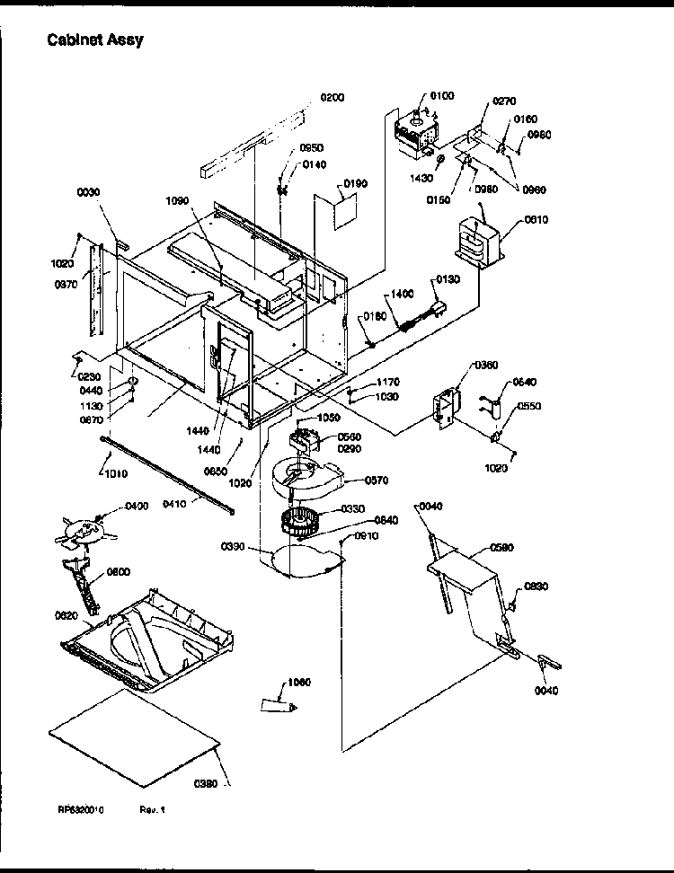 Cabinet Assy Diagram and Parts List for RFS511SW2-P1300104MX  Amana Microwave