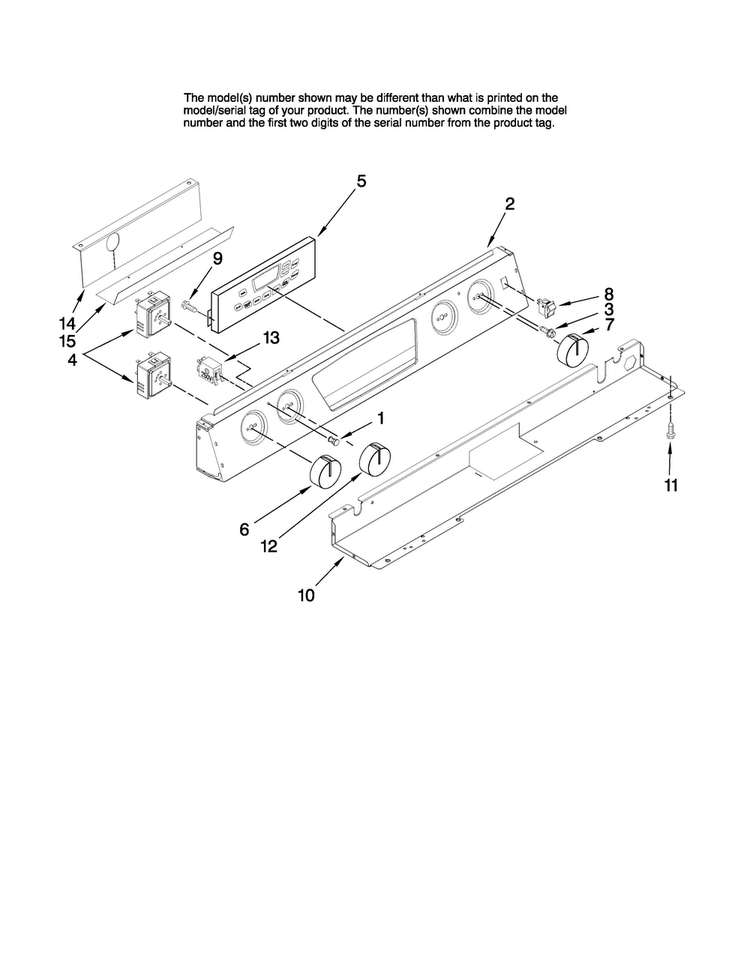 Control Panel Parts Diagram and Parts List for JES8750BAS17  Jenn-Air Range