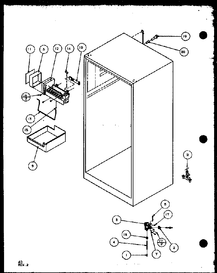 Section 2 Diagram and Parts List for TZ20QL-P1156201WL  Amana Refrigerator