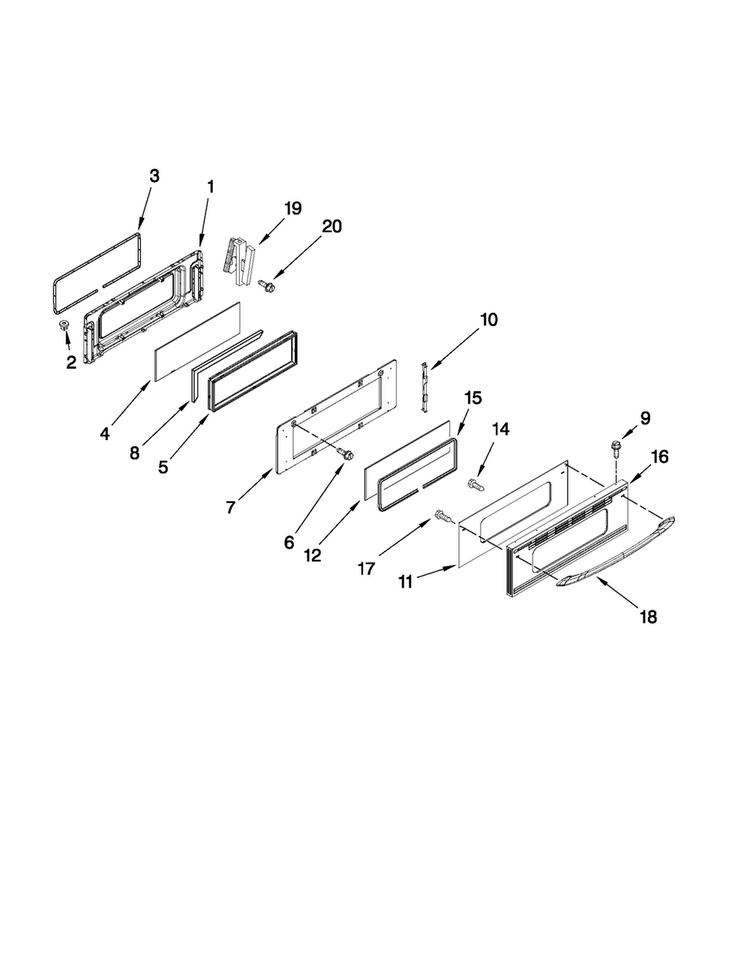 Upper Door Parts Diagram and Parts List for MGR6751BDS19  Maytag Range