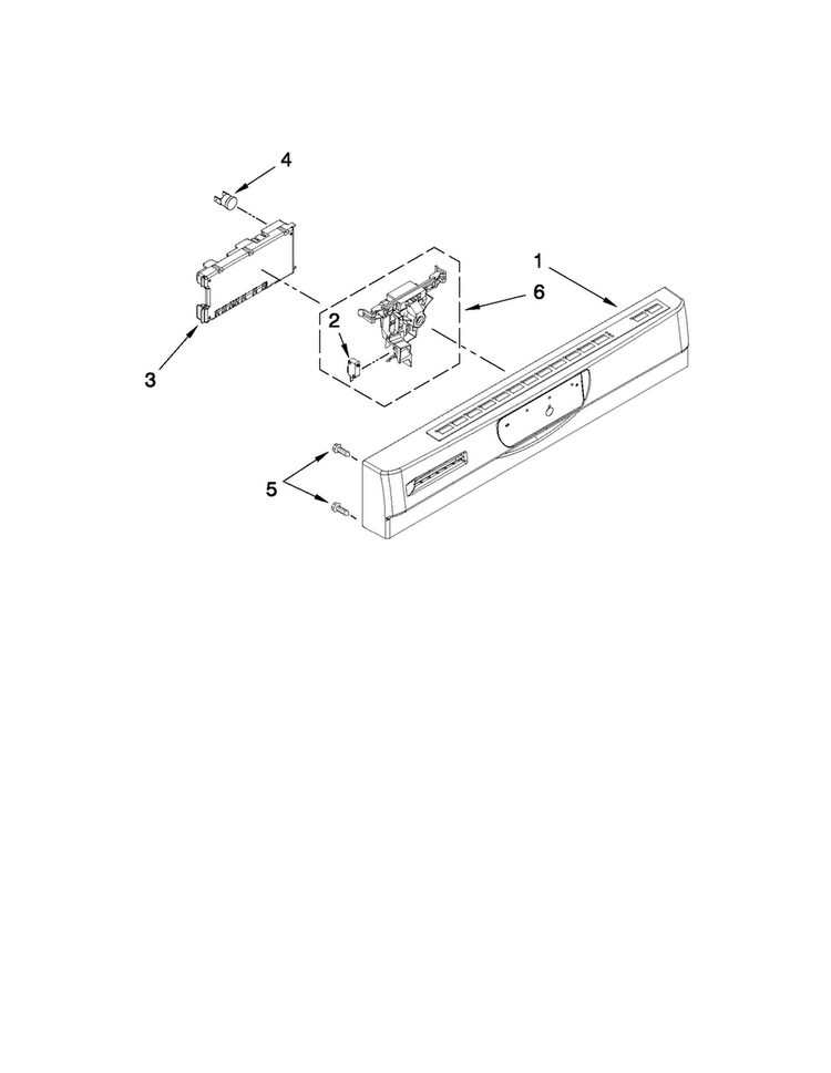 Control Panel And Latch Parts Diagram and Parts List for JDB3600AWS3  Jenn-Air Dishwasher