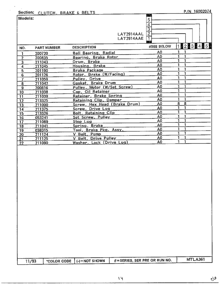 Clutch, Brake And Belts Page 2 Diagram and Parts List for 6329  Maytag Washer