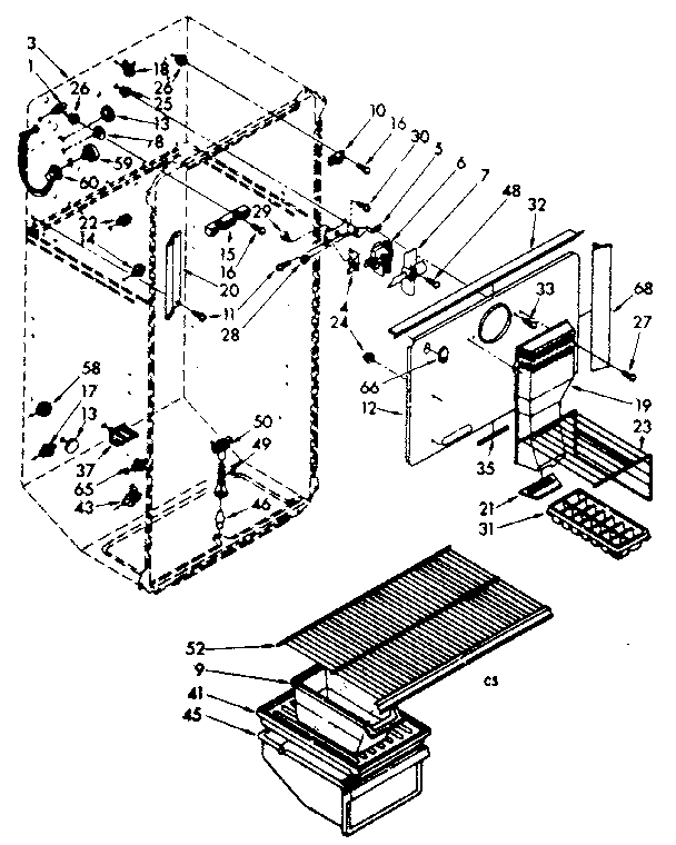 Liner Parts Diagram and Parts List for 106106813067  Kenmore Refrigerator