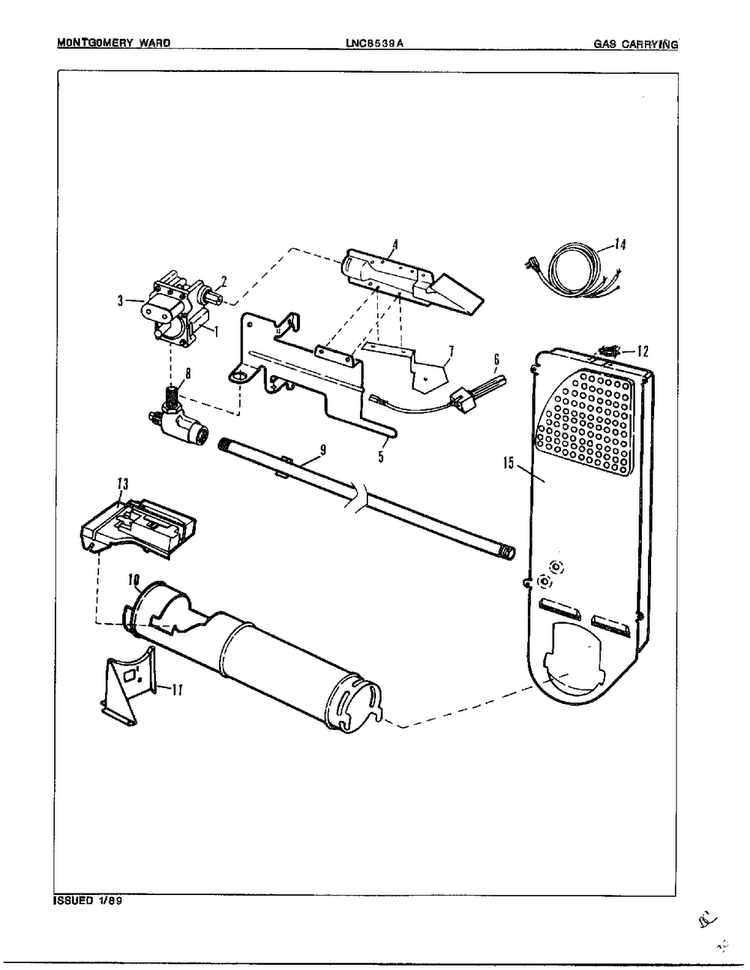 Automatic Dryer-gas Carrying Diagram and Parts List for 8539A  Norge Dryer