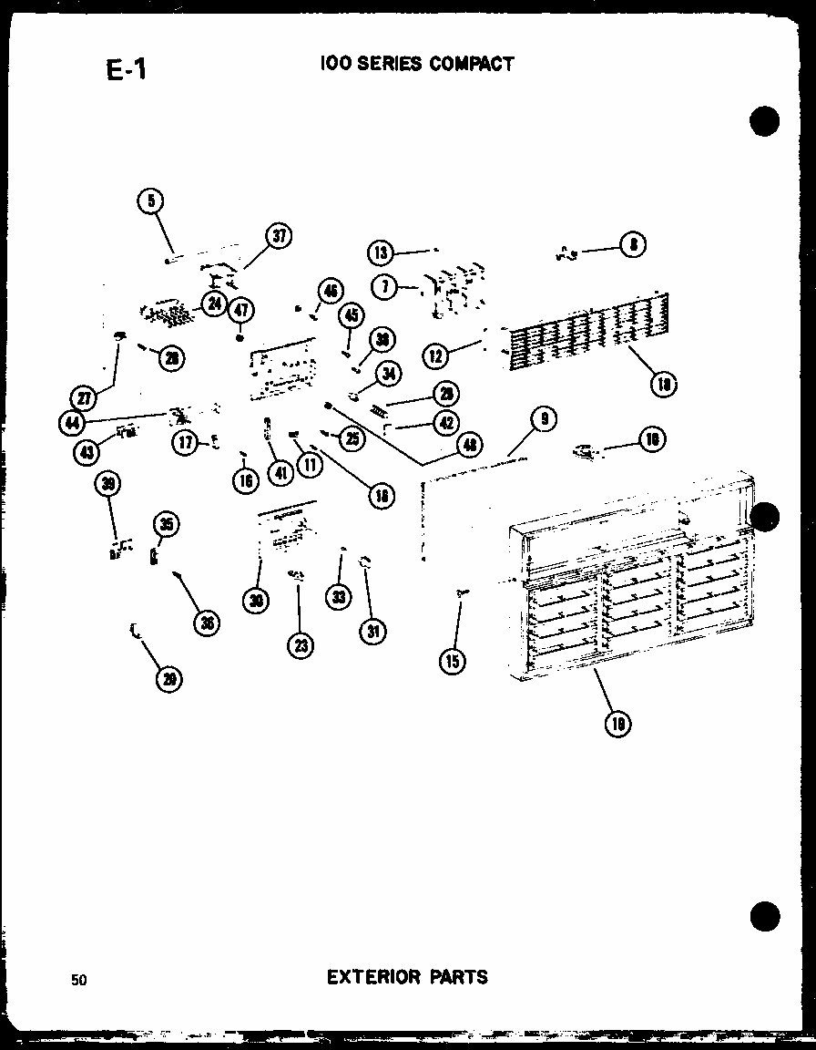 Exterior Parts Diagram and Parts List for 109-5PE P54975-32R Amana Air Conditioner
