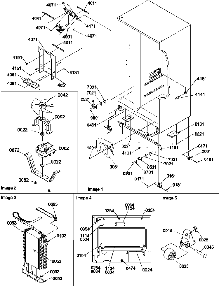 Drain System, Rollers, And Evaporator Assy Diagram and Parts List for SRD22VPW-P1190320WW  Amana Refrigerator