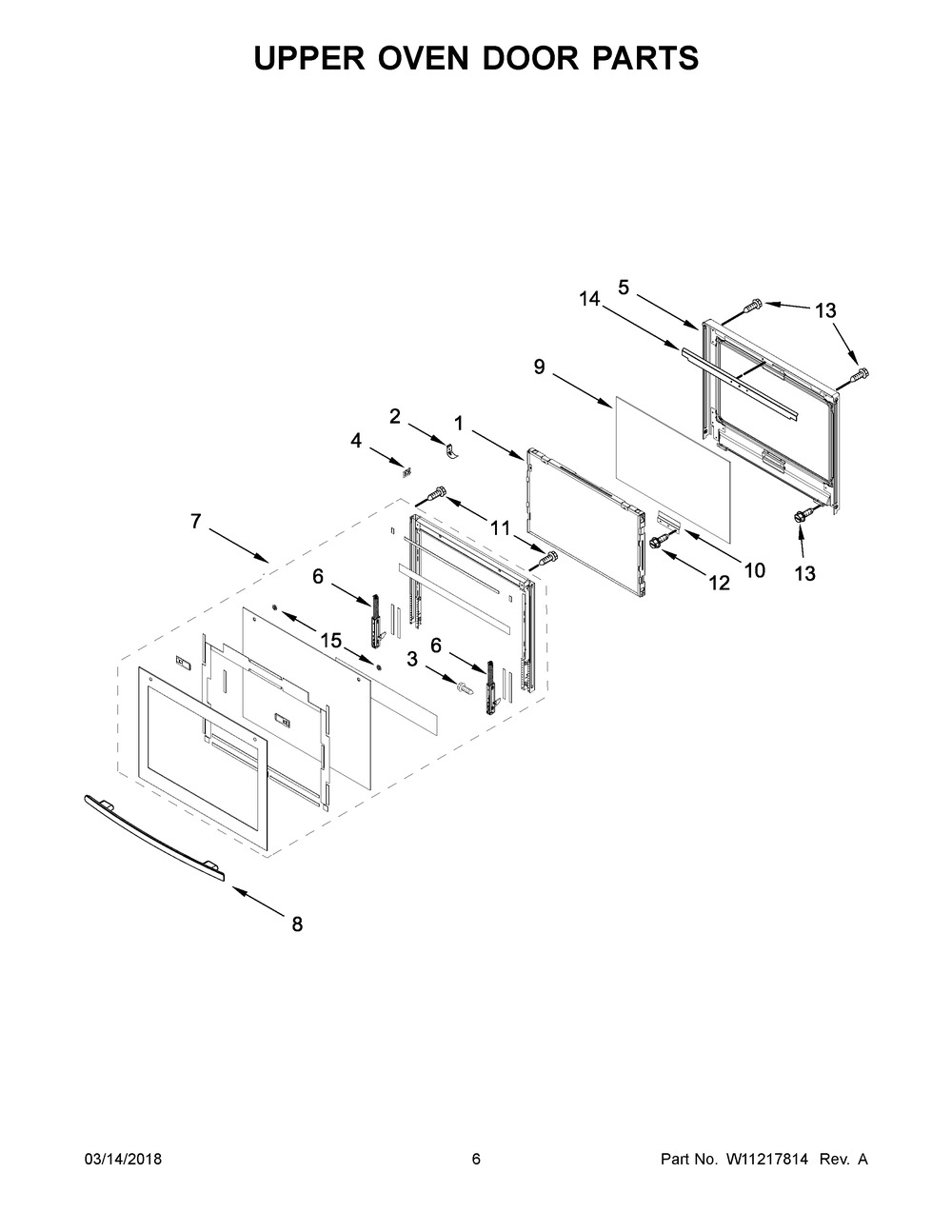 Upper Oven Door Parts Diagram and Parts List for JJW2730DS02  Maytag Wall Oven