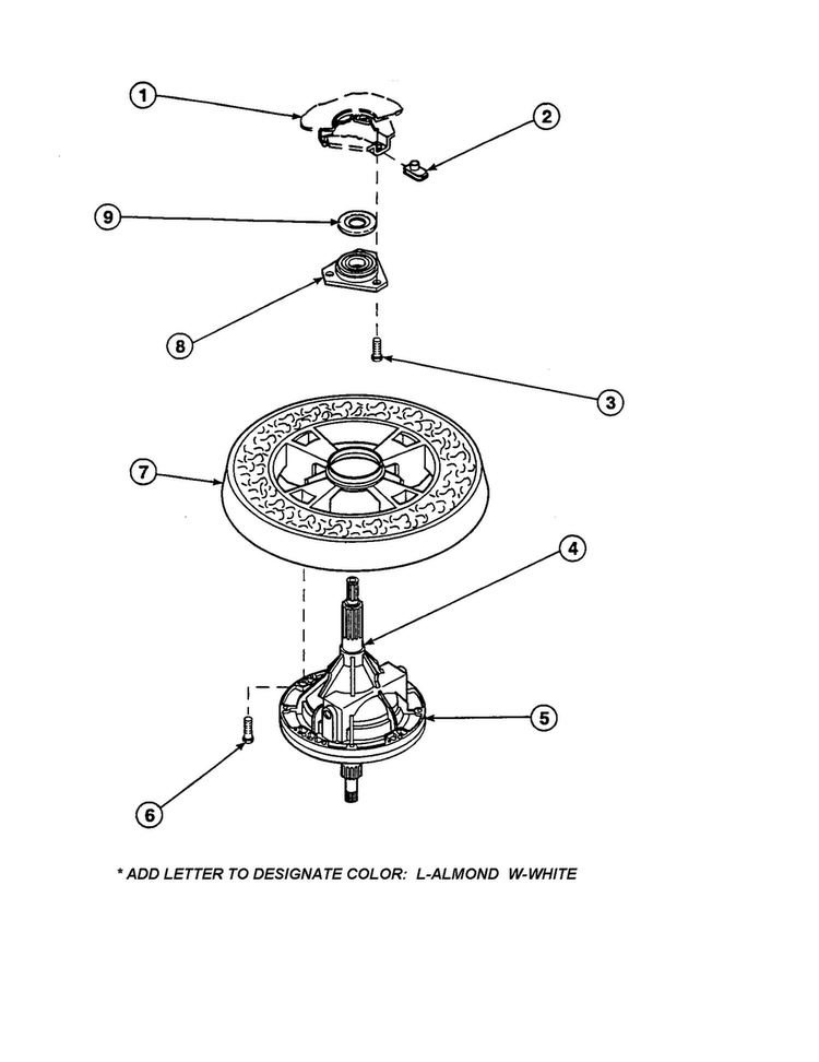 Transmission/balancing Ring Diagram and Parts List for CW9203W3-PCW9203W3A  Amana Washer