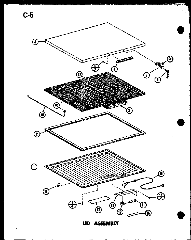 Lid Assembly Diagram and Parts List for C15B-1-C P73980-35WC Amana Freezer