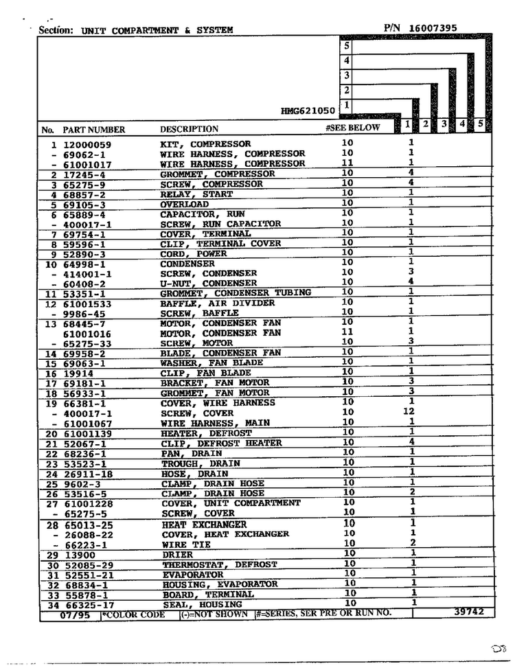 Unit Compartment And System Page 2 Diagram and Parts List for 621050  Admiral Refrigerator
