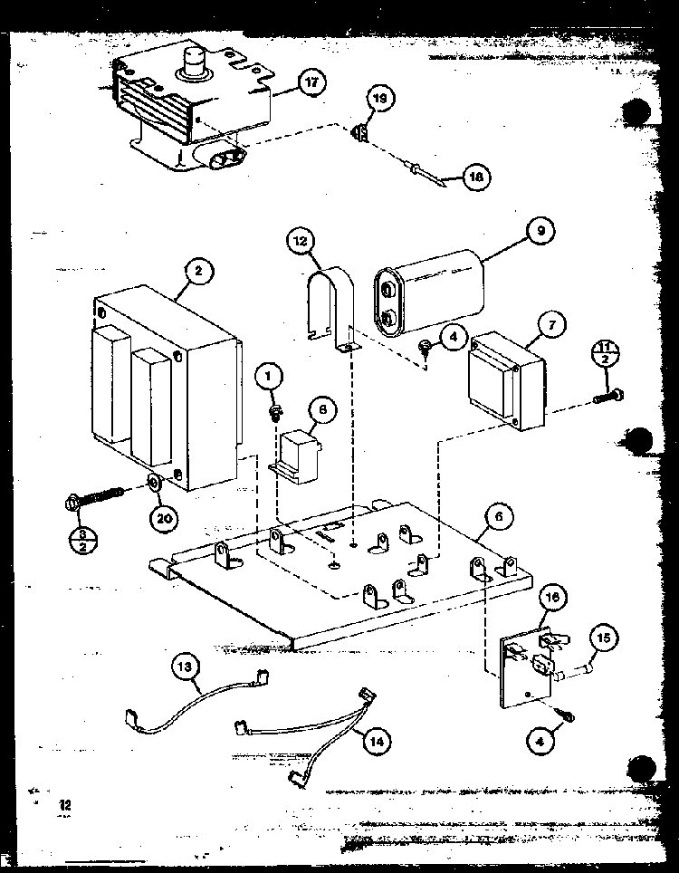 Magnetron/transformer Diagram and Parts List for RR-1225 P76333-2M Amana Microwave