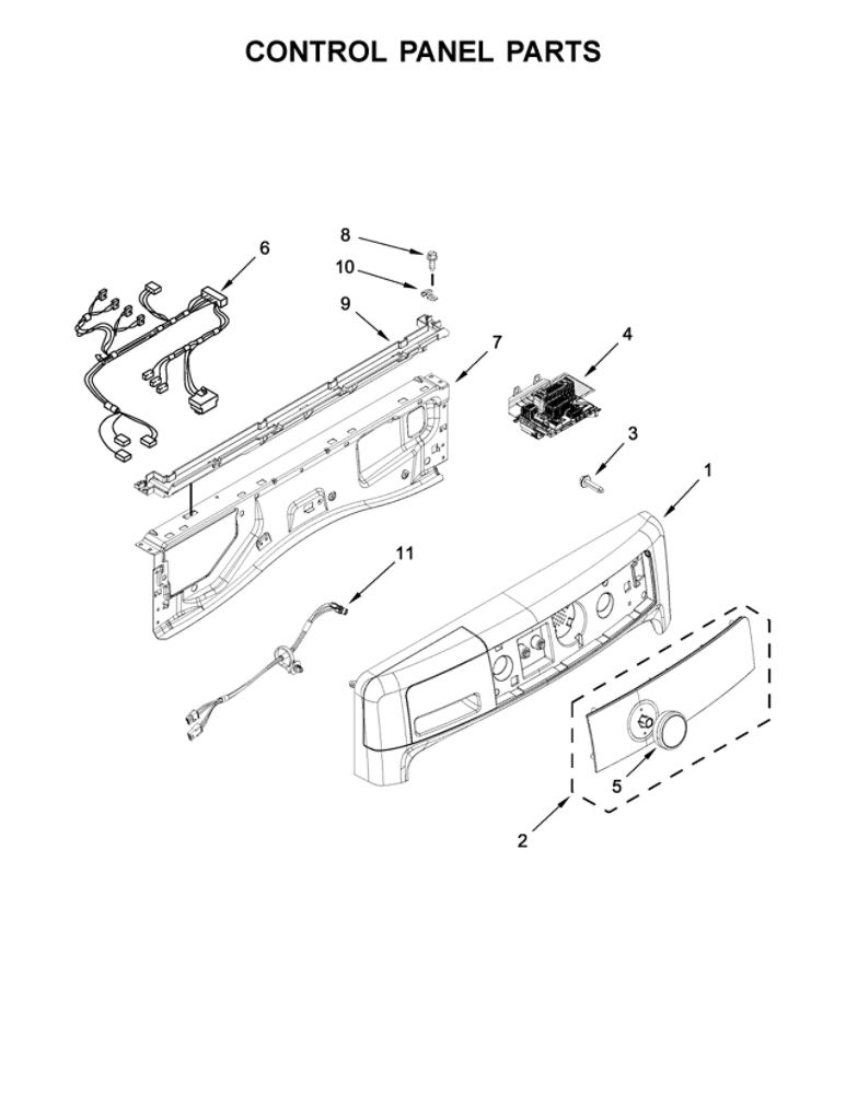 Control Panel Parts Diagram and Parts List for MHW5100DC0  Maytag Washer