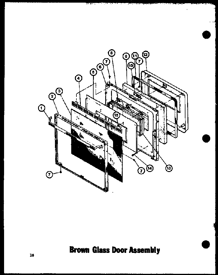 Brown Glass Door Assembly Diagram and Parts List for ADMIC-P8592803S  Amana Range