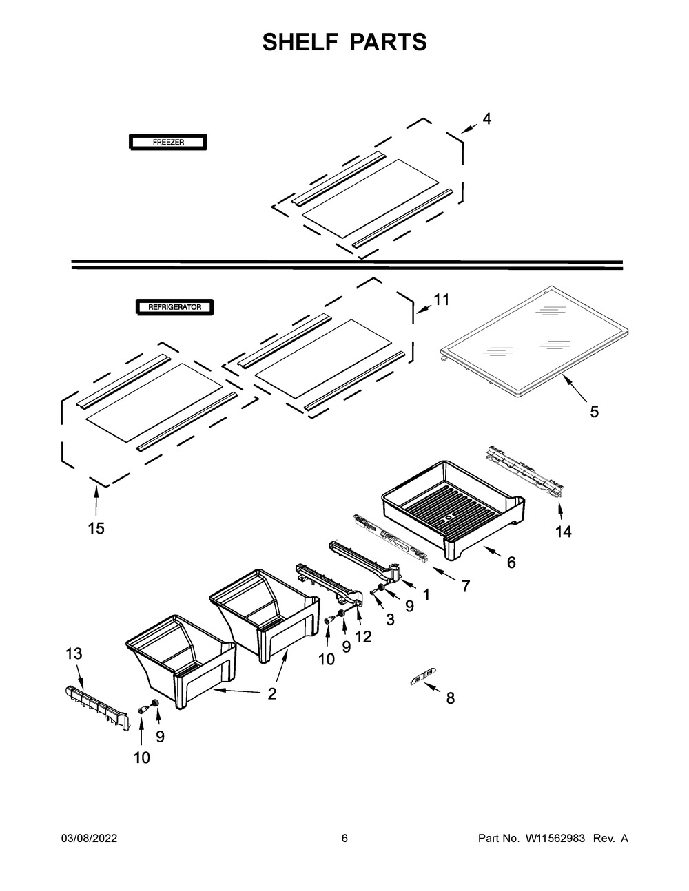 Shelf Parts Diagram and Parts List for MRT118FFFM06  Maytag Refrigerator