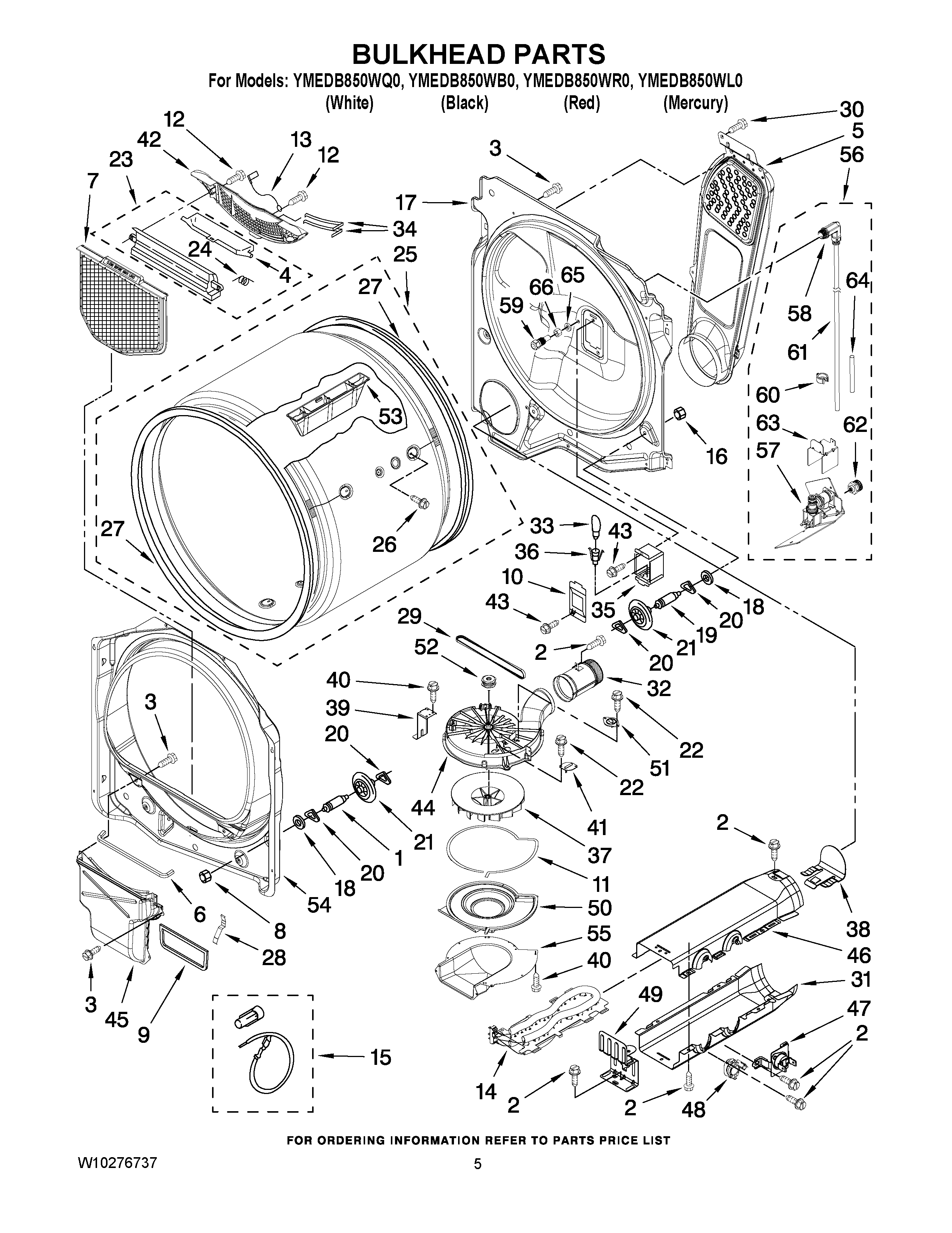 03 - BULKHEAD PARTS Diagram and Parts List for YMEDB850WL0  Maytag Dryer