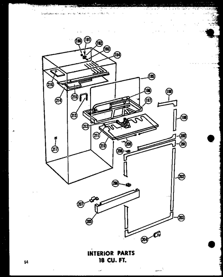 Interior Parts 18 Cu. Ft. Diagram and Parts List for T16J-P60236-9W  Amana Refrigerator