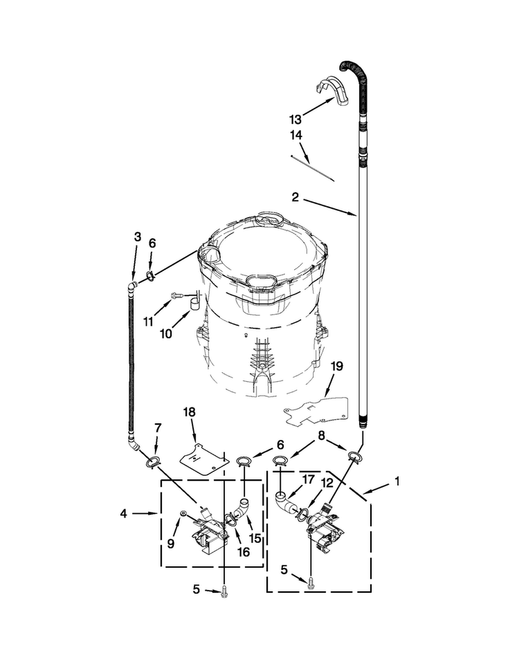 Pump Parts Diagram and Parts List for 7MMVWB950AG0  Maytag Washer