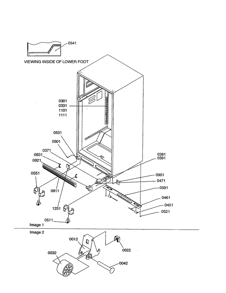 Ladders/lower Cabinet/rollers Diagram and Parts List for TXI18VE-P1302402WE  Amana Refrigerator