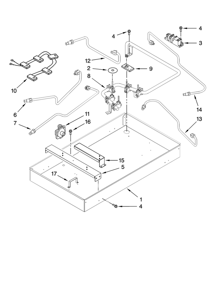 Burner Box, Gas Valves, And Switches, Optional Parts Diagram and Parts List for MGC4436BDC11  Maytag Cooktop